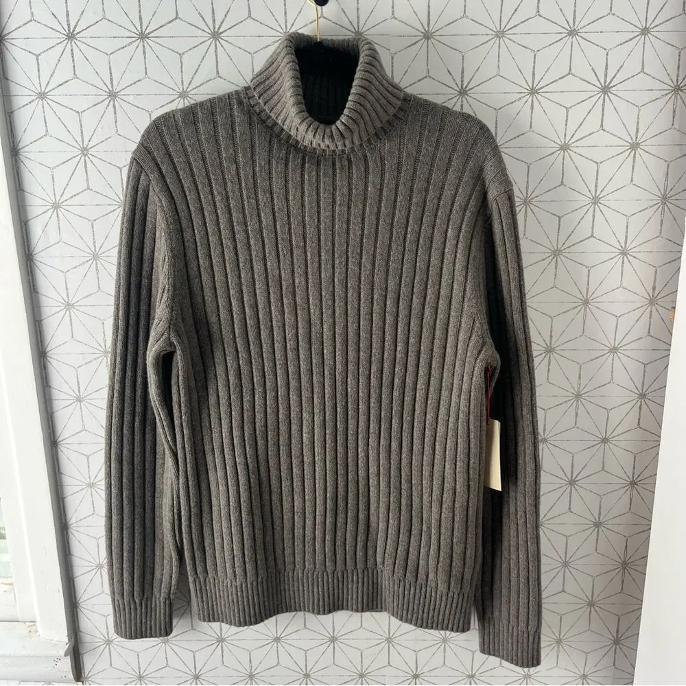Banana Republic Heritage Collection Gray Wool Ribbed Turtleneck Sweater